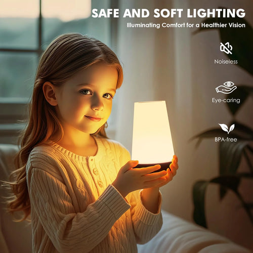 Night Light Bedroom Dimmable Touch Lamp 13 Colors and 5 Brightness Baby Table Lamp Portable Rechargeable Bedside Table Lamp