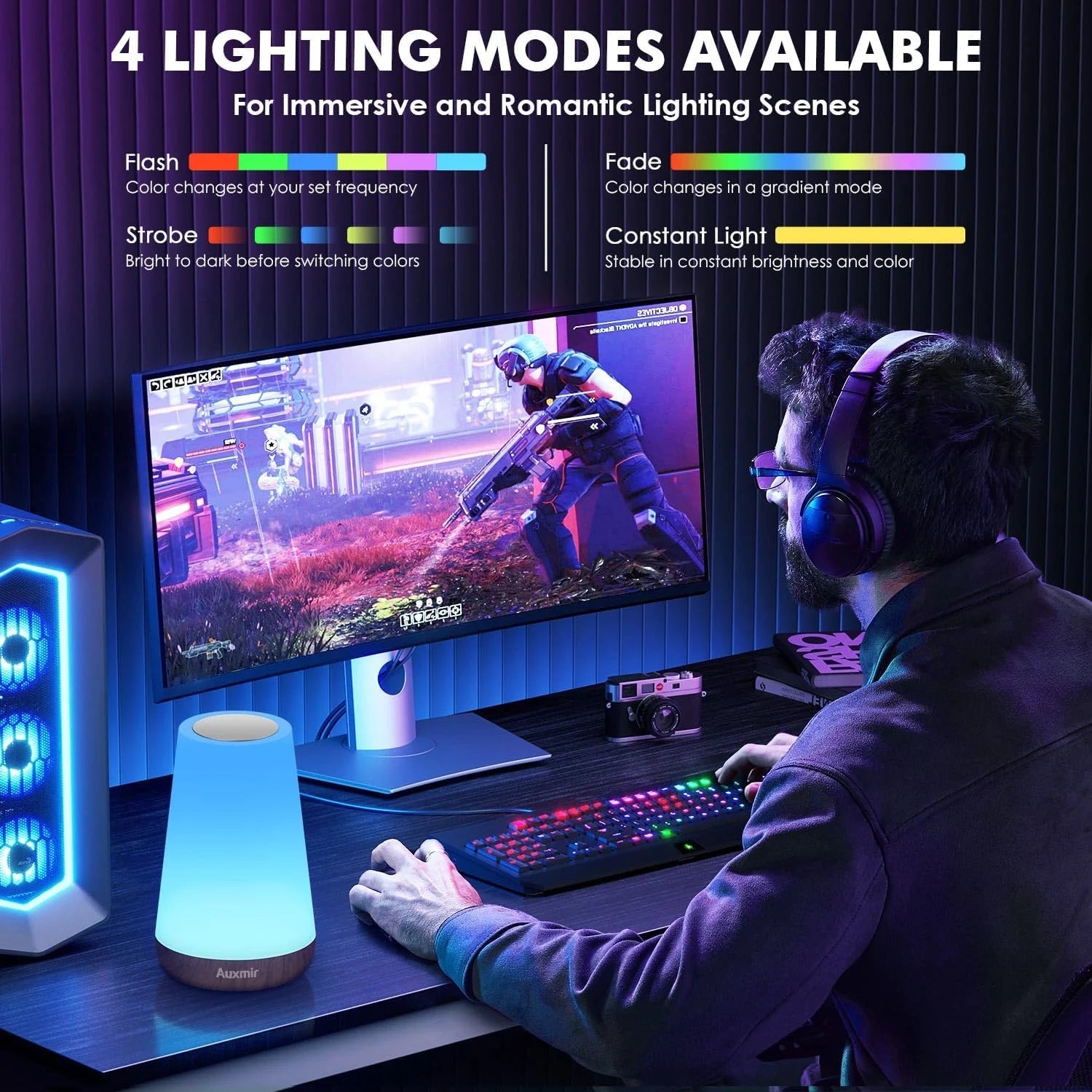 Night Light Bedroom Dimmable Touch Lamp 13 Colors and 5 Brightness Baby Table Lamp Portable Rechargeable Bedside Table Lamp
