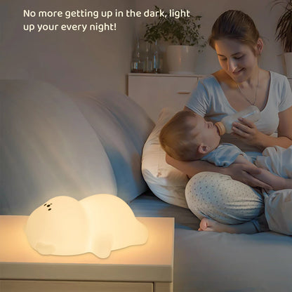 Cute Silicone Night Lamp Lying Flat Bear Desktop Decorative Light Indoor Creative Atmosphere Lamp Baby Night Lamp Children Gift